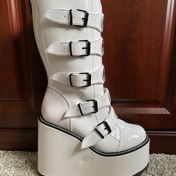 YRU Dune Yin Yang Buckle Wedge Platform Boots - Picture 11 of 11